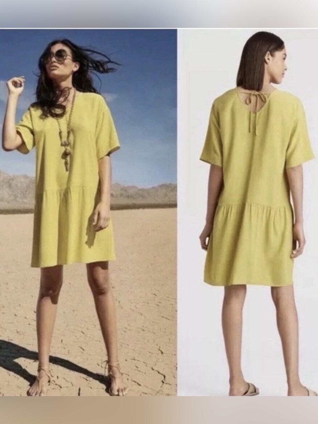 Chartreuse Eileen Fisher Drop Waist Dress